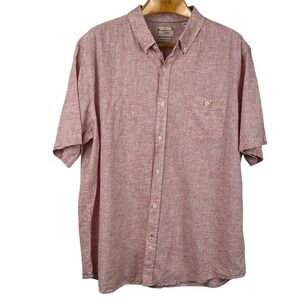 Weatherproof Vintage Linen Shirt Men's XXL Red White Short Sleeve Button Down